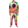 Vêtements de nuit pour hommes Pyjamas Hommes Coloré Furet Sommeil Mignon Animal Imprimé 2 Pièces Ensemble Décontracté À Manches Longues Kawaii Surdimensionné Costume À La Maison