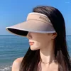 Berets Sun Hat Mulheres Verão UV Outdoor Full Shade Times Protect Gradient Color Hollow Top Sunscreen