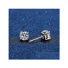 Brincos de garanhão real moissanite 14k branco banhado a ouro esterlina sier 4 pinos brinco de diamante para mulheres homens orelha 1ct 2ct 4ct entrega de gota dhhrm