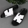 Designer Slippers 8976 mens slippers one-piece set open toed flat bottom large wharf layer leather beach shoes summer sandals