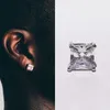 S925 Silver Square Zircon Stud arring Topbling Ear Bone Nail Women Men لا يتلاشى لا الحساسية