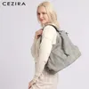 Cezira märke stora kvinnors läderhandväskor högkvalitativa kvinnliga pu hobos axelväskor solida fickdamer på messenger väskor 240304
