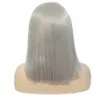 Parrucche per capelli Corti diritti serici Caschetto grigio Parrucche sintetiche Parte centrale Nastro Grigio Parrucca anteriore in pizzo naturale Cosplay quotidiana Abbigliamento donna 240306