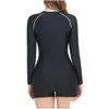 Two-Pièce Sépare Twopiece Sépare 2023 Manches Longues Slim Maillots De Bain Femme Surf Maillot De Bain Femmes Fermeture Éclair Rash Guard Vêtements De Plongée B Dhxfd