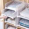 Hooks Plastic Clothing Wardrobe Storage Frame Household Layered Partition Shelf Clothes Drawer Box Rack Organizer