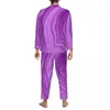 Vêtements de nuit pour hommes Pyjamas imprimés abstraits Hommes Violet Tie-Dye Mode Nuit Printemps 2 Pièces Casual Surdimensionné Design Pyjama Ensemble