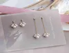 Long Tassel Cat Claw 14k Gold Wrapped Pearl Earrings Pendant Round Face Thin Temperament Earline Female7418374