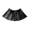 Dresses Women's Black Latex Super Mini Skirts Nightclub Party Rave Pole Dancing Clothes Fashion High Waist Front Zip Pleated Sexy Skirt