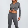 Womens Knit Tracksuit Two Piece Outfits Long Sleeve Zip Up Cropped Hoodie and Bootcut Flare Pants Set Sportwear