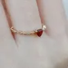 Cluster Rings Red Zircon Crystal Adjustable Ring 925 Silver Gemstones Stone Natural Women Charm Gift Real Jewelry Charms Jade Vintage