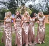 2024 Elegant Rose Gold Sequined Bridesmaid Dresses Long Sexy Country Boho Bridesmaids Dresses Plus Size Custom Made