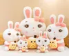 Kids Toy Plush Toys Easter Legged Bunny With Milk tea Cup Stuffed Plush Animals Soft Pink Lying Noble Doll Pillow Cushion Gift Ope8490032