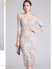 Klänning h han drottning koreansk stil elegant spets blyerts bodycon klänning kvinnor 2018 sexig special tillfälle klänningar smala kall axel vestidos