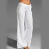 CAPRIS Summer Zwycięskie szerokie nogi spodnie Kobiety Vintage Bawełniany lniany Palazzo Moda Długie spodnie Dokładne sprężyste talia Solidna Pantalon 5xl