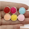 Stud 12Mm Round Druzy Stone Stud Earrings 30 Color Resin Gold Sier Stainless Steel Hypoallergenic Ear Pin For Women Fashion Jewelry I Dhlzc