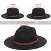 Super brede rand Fedora Wol Pork Pie Boater Flat Top Hat voor dames Heren Vilt Brede Rand vintage hoed Fedora Gambler H240T