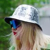 Breda Brim Hats Bucket Glitter Mirror Disco Full Sequin Ball för DJ Club Bar Unisex Festival Visor Beach Fisherman 221027282O