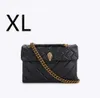 Kurt Geiger London Kensington Borse medie in vera pelle Borsa a tracolla di lusso con catene in oro nero/argento Borsa a tracolla e borsa 8112ess