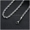 Chains M Stainless Steel Twisted Rope Chain Necklaces For Men Women Gold Black Hip Hop Titanium Choker Fashion Party Jewelry Drop Deli Dhw78