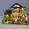 Architecture/DIY House DIY Wooden Casa Japanese Dollhouse Kit Assembled Miniature Furniture Light Doll House with Cherry Blossoms Toys for Adult Gifts