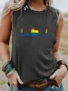 T-shirt LGBT T-shirt senza maniche Arcobaleno battito cardiaco Stampa grafica Donna Divertente estate Casual Top senza maniche Regalo per lei