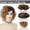 Parrucche per capelli Parrucca bionda sintetica Ombre Corta riccia con frangia Afro per le donne Riccioli elastici Cosplay quotidiana della mamma 240306