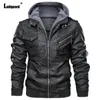 Men's Jackets 204 European Style Fashion Pu Leather Plus Size Mens Hooded Coats Winter Warm Jacket Zipper Pocket Tops Outerwear