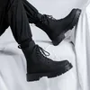 Stivali da uomo di grandi dimensioni stringati scarpe in pelle originali stivali da cowboy di moda di lusso con plateau autunno inverno alti da moto Botas Hombre