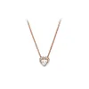 925 Sterling Silver Rose Gold Necklace Heart-shaped Shining Light Luxury Diy Basic Niche Clavicle Chain for Women