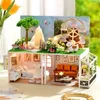 Mimarlık/DIY House DIY ahşap bebek evi minyatür kitleri Mobilya kızları yatak odası kahve dükkanı Casa Dollhouse oyuncakları yetişkinler için doğum günü hediyeleri