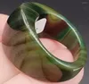 Cluster Rings Inner 20.20mm Certified Chinese Natural Green Agate Hand Carved Man Ring