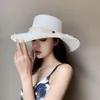 Fashion Summer Letter M Decor Paper Straw Jazz Men Women Women Wide Brim Hats Sun Sun Beach Travel Cap252w