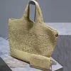 10A maxi icare in raffia boodschappentas dames draagtas luxe designer tas raffia stro strandtas mesh holle geweven tas vakantietas handtas met grote capaciteit