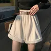 Shorts femininos veludo mulheres a linha cintura alta elegante solto estilo coreano casual all-match vintage jovem senhora larga perna feminina chique ins