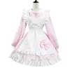 Robe Halloween Doux Japonais Noir Et Blanc Maid Uniforme Médiéval Rétro À Manches Longues Maid Costume Grande Taille Cosplay Costume Robe