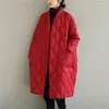 Płaszcze damskie okopy argyle w połowie długości bawełniane parki grube koreańskie ponadgabarytowe 100 kg wyściełane kurtka zima vintage chaqueta kobiety