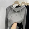 Felpe con cappuccio da donna T-shirt a maniche lunghe con cappuccio 2024 Abito primaverile Giacca maglione casual ampia e sottile di alta qualità Bianco Nero