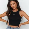 Summer Women Tops TES Crop Top Haft Seksowne ramię czarne zbiorniki zwykłe koszule bez rękawów luksusowe projektant solidne kamizelki bawełniane koszulki białe 57p5 Imku t2xo