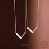 Hängen S925 Sterling Silver V Form Half Pearl Zircon Pendant Necklace For Women Simple Light Luxury Wedding Jewelry Accessories