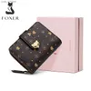 Money Clips FOXER Women Fashion PVC Leather Short Wallet Monogram Signature Card Holder Female Coin wallet Bifold La Small Clutch Money Bag L240306