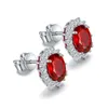 Stud Earrings SHIZHONGBAO-jewelry NO.9 Laboratory Grown Diamond Red