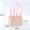 Shopping Bags Foldable Plaid Paper Bag With Handles Gift Packing For Store Flower Wedding Christmas Supplies Handbags