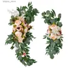 Decorative Objects Figurines Wedding Decoration Set Artificial Flower Rose Peony Wedding Home Decoration Guest Card Decoration Wedding Arch DecorL240306