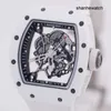 Tijdloos horloge Elegance Watch RM Watch Rm055 Witte keramische kast Volledig uitgeholde wijzerplaat Handmatige Zwitserse beroemde luxe