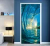 2 pçsset portão adesivos diy mural quarto decoração de casa cartaz pvc 3d surf à prova dwaterproof água imitação 3d porta adesivo papel de parede decalque5819870