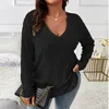 Women's Blouses Women Loose Fit Top Cozy Plus Size Knitted Tops For Irregular Hem V-neck Pullovers With Soft Warmth Style Fall Winter