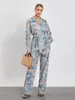 Dames Nachtkleding Damespyjamasets Bloemenprint Lange mouwen Button Down Shirt en broek Pjs-set Zacht 2-delig Loungewear