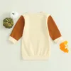 Robes de fille focusnorm 0-4y pour les enfants pour enfants filles sweat-shirt d'automne patchwork à manches longues imprimées de citrouille