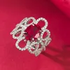 Flower Ruby Diamond Pierścień 100% prawdziwy 925 Srebrny Party Wedding Pierścienie dla kobiet biżuteria na rzecz kobiet ślubnych