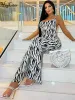 Dress Hugcitar Zebra Print Swing Collar Sleeveless Backless Slit Maxi Prom Dress 2022 Summer Party Club Outfit Night Out Elegant Y2K
